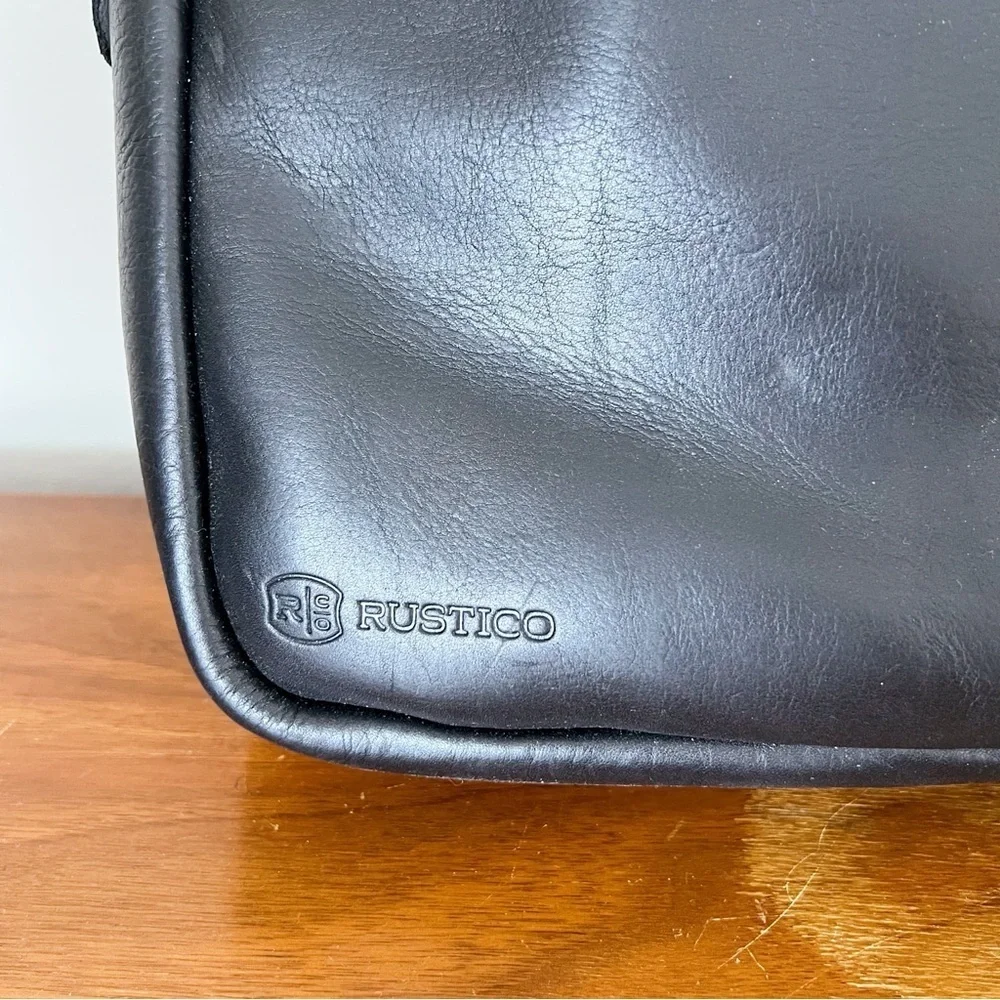 RUSTICO • Surveyor Messenger Bag black leather briefcase laptop shoulder black